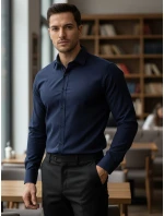 Pánska elegantná tmavomodrá košeľa FashionStreet DX2477