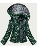 Lesklá dámská bunda v lahvově zelené barvě model 15826810 - S'WEST Lesklá dámská bunda v lahvově zelené barvě model 15826810 - S'WEST