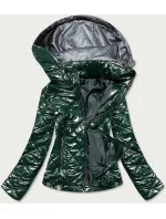 Lesklá dámská bunda v lahvově zelené barvě model 15826810 - S'WEST