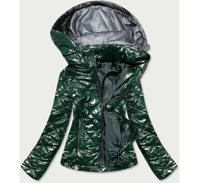 Lesklá dámská bunda v lahvově zelené barvě model 15826810 - S'WEST Lesklá dámská bunda v lahvově zelené barvě model 15826810 - S'WEST