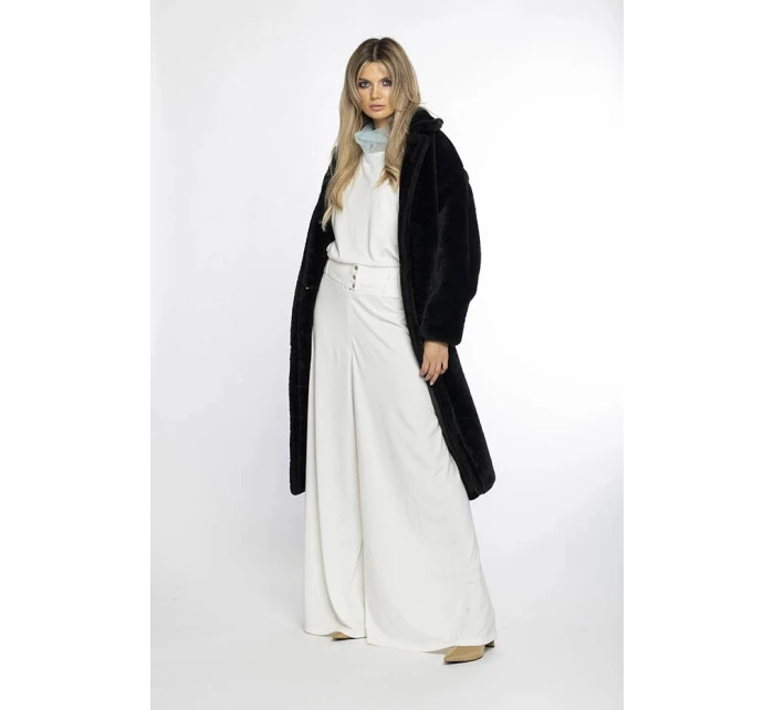 Dámsky čierny plyšový kabát Ann Gissy (AG1-J9172)