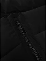 Černá prošívaná bunda pro přechodné období s kožešinou u kapuce model 21248217 - S'WEST