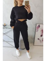 Zateplená súprava s krátkou mikinou čierna