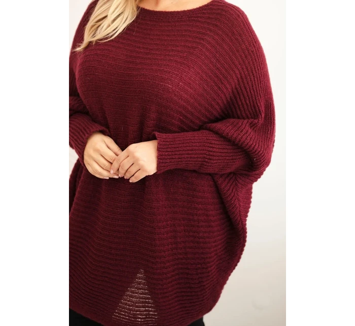 Dámsky sveter s mohérovým pončom v bordovej farbe Dámsky sveter s mohérovým pončom v bordovej farbe
