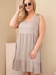 Dámske plus size viskózové šaty s čipkovaným vejárom bez rukávov