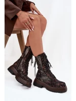 Dámské Kožené Workery Work Shoes Maciejka 06203-32 Hnědo Zlato