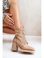 Zateplené členkové topánky na podpätku so zlatými detailmi Beige Ivarisse Zateplené členkové topánky na podpätku so zlatými detailmi Beige Ivarisse