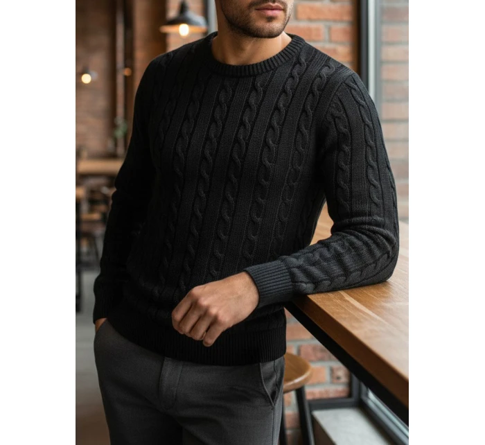 Pánsky čierny sveter FashionStreet WX1880