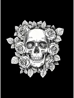 Pánske tričko s potlačou lebky a kvetov NX079R