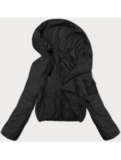 Dámska krátka čierna bunda s kapucňou S'West (B8246-1)