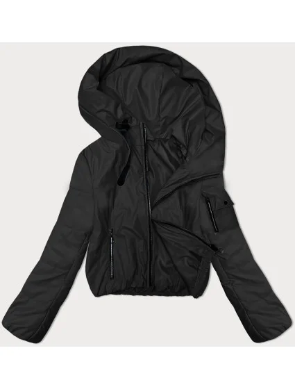Krátká černá dámská bunda s kapucí model 19447231 - S'WEST