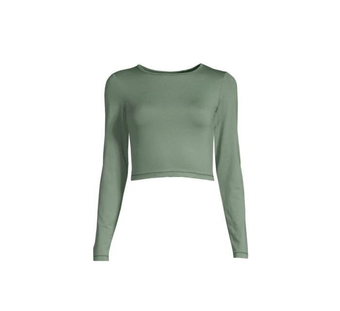 CASALL Crop Tričko s dlhým rukávom prachovo zelená