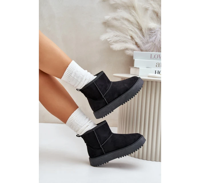 Dámské Sněhule Na Platformě Z Eko Semiše Černé model 21673043 - EVENTO