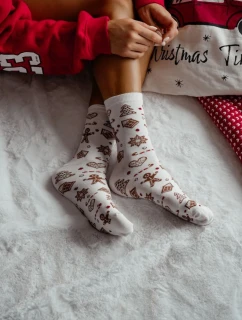 Dámské Punčochy Vánoční Bavlna Ecru