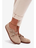 Kožené semišové polobotky Barefoot Dámské s pásky model 21937593 béžové - Zazoo Kožené semišové polobotky Barefoot Dámské s pásky model 21937593 béžové - Zazoo