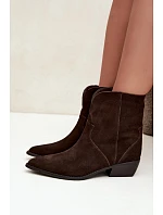 Kožené kovbojské boty na podpatku Norelle hnědé Kožené kovbojské boty na podpatku Norelle hnědé