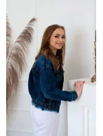 Tmavo modrá dámska džínsová netopierie bunda (5668-K)