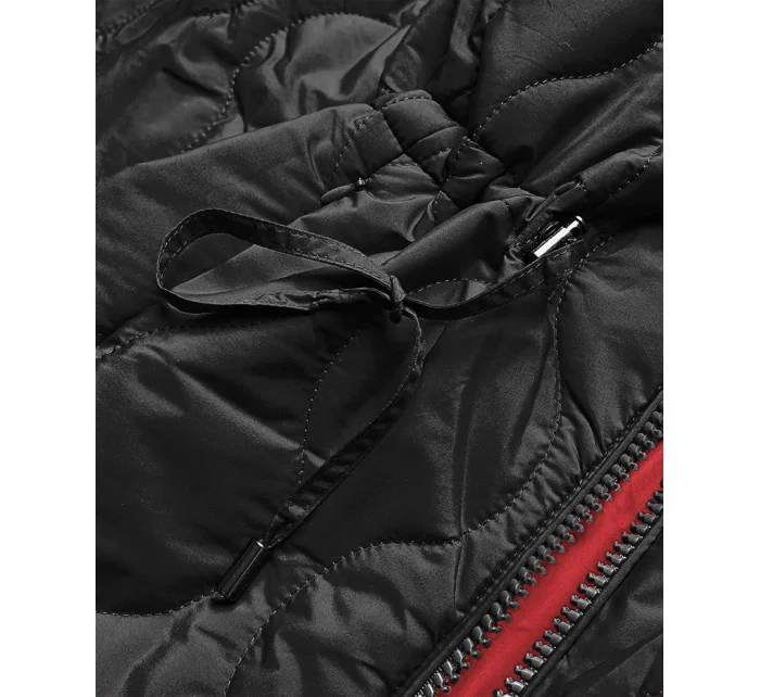 Tmavo modro-červená obojstranná dámska prešívaná bunda (MHM-W589)