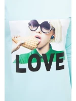 Šaty s potlačou Love v mätovej farbe Šaty s potlačou Love v mätovej farbe