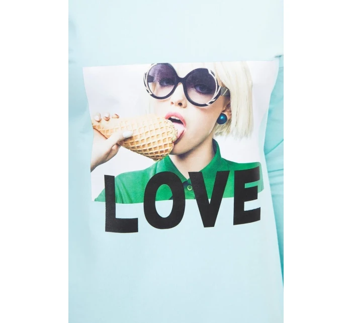 Šaty s potlačou Love v mätovej farbe Šaty s potlačou Love v mätovej farbe