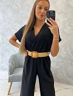 Kombinéza s ozdobným pásom čierna