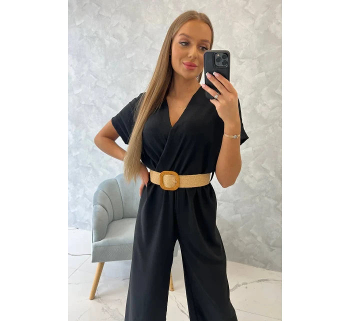 Kombinéza s ozdobným pásom čierna Kombinéza s ozdobným pásom čierna