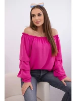 Španělská halenka s ozdobnými rukávy fuchsie