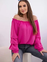Španielska blúzka s ozdobnými rukávmi fuchsiová