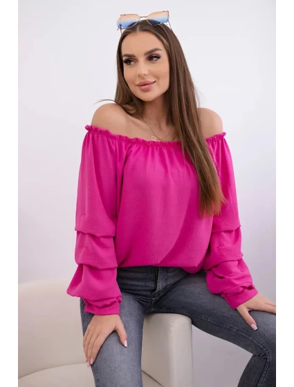 Španělská halenka s ozdobnými rukávy fuchsie