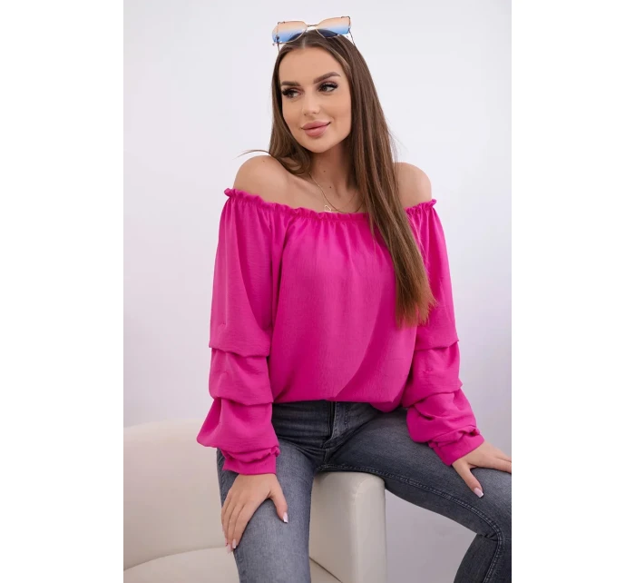 Španělská halenka s ozdobnými rukávy fuchsie