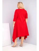 Dámska bavlnená sukňa s asymetrickým lemom v červenej farbe