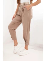 Letné nohavice Punto so zapínaním na nohaviciach camel