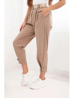 Letné nohavice Punto so zapínaním na nohaviciach camel