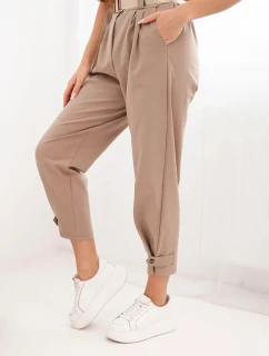 Letné nohavice Punto so zapínaním na nohaviciach camel