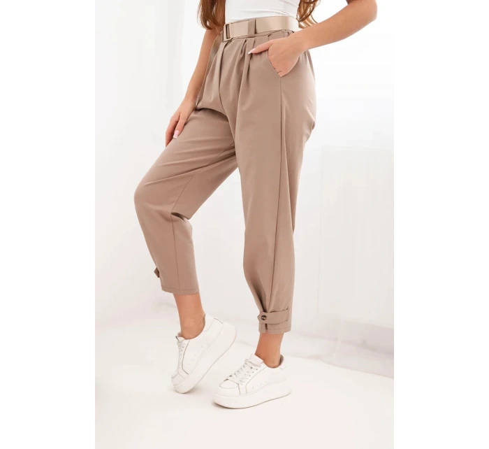 Letné nohavice Punto so zapínaním na nohaviciach camel