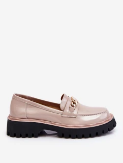 Lakierowane Mokasyny Na Platformie Beżowe Ronin