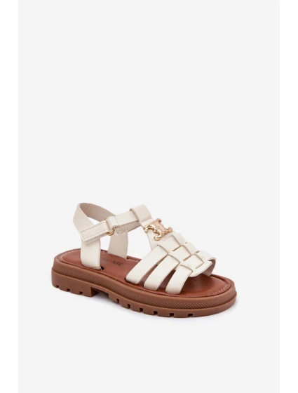 Dívčí sandály s ozdobným detailem béžové model 21701127 - Boto Dívčí sandály s ozdobným detailem béžové model 21701127 - Boto