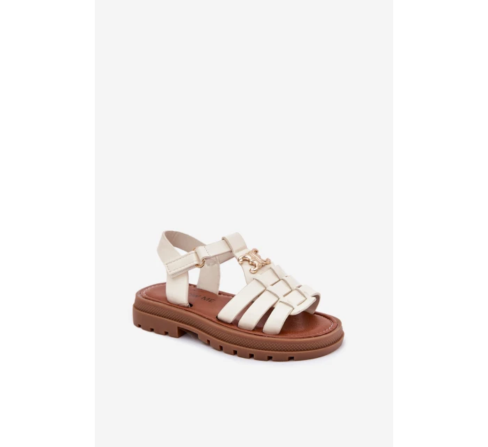 Dívčí sandály s ozdobným detailem béžové model 21701127 - Boto Dívčí sandály s ozdobným detailem béžové model 21701127 - Boto