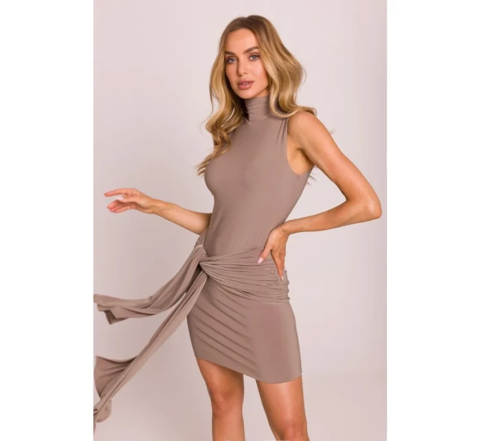 M841 Mini šaty so zaväzovaním vpredu - béžové