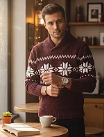 Pánsky bordový sveter FashionStreet WX2271