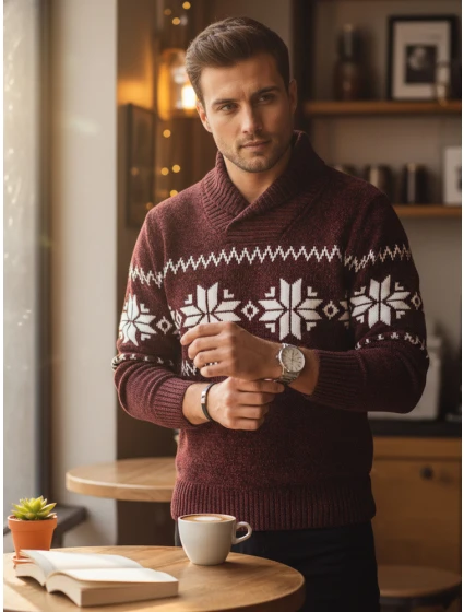 Pánský vínový svetr Dstreet model 21982520 - FashionStreet