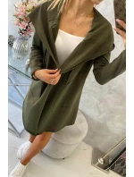 Voľne padnúca khaki bunda s kapucňou