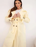 Dámsky kabát do pása s golierom žltý