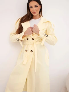 Dámský kabát v pase s límcem žlutý