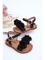 Modne Dziecięce Sandały Z Kwiatami Czarne Poly Modne Dziecięce Sandały Z Kwiatami Czarne Poly