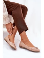 Lakierowane Eleganckie Baleriny Damskie Z Ozdobnym Detalem Vinceza 17377 Beżowe