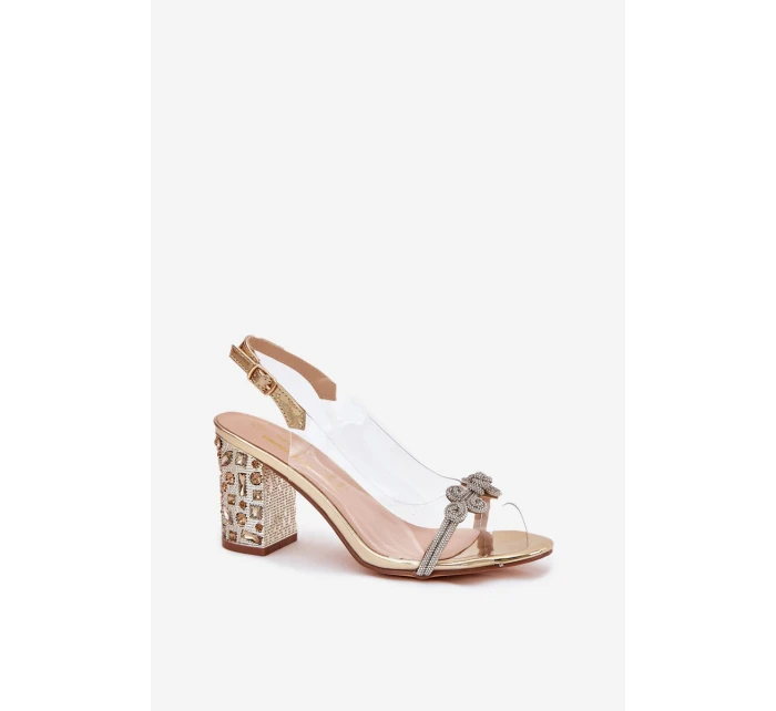 Transparentne Sandały Na Słupku D&A MR51-705 Złote