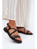 Ploché Sandály S Ozdobnými Pásky model 21697171 Černé - VINCEZA