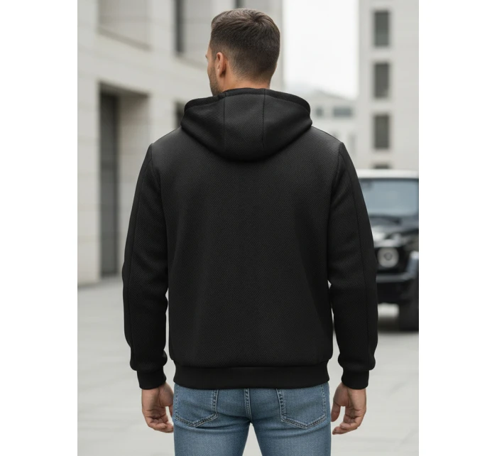 Pánska prechodná bunda s kapucňou čierna FashionStreet TX5016
