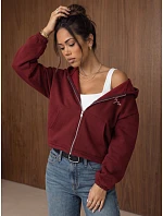 Dámska mikina s kapucňou, zapínateľná, zateplená, bordová, FashionStreet BY1579 Dámska mikina s kapucňou, zapínateľná, zateplená, bordová, FashionStreet BY1579